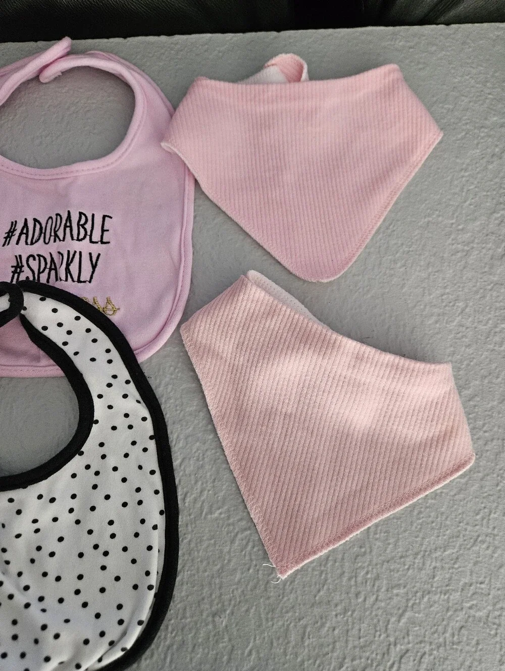 Baby Girls Pink and Black Bib Set - 8-Pack